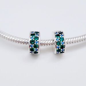 Pandora Green Blue Mosaic Clip Charms
